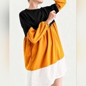 Colorblock Dress empire waist minidress Size-L